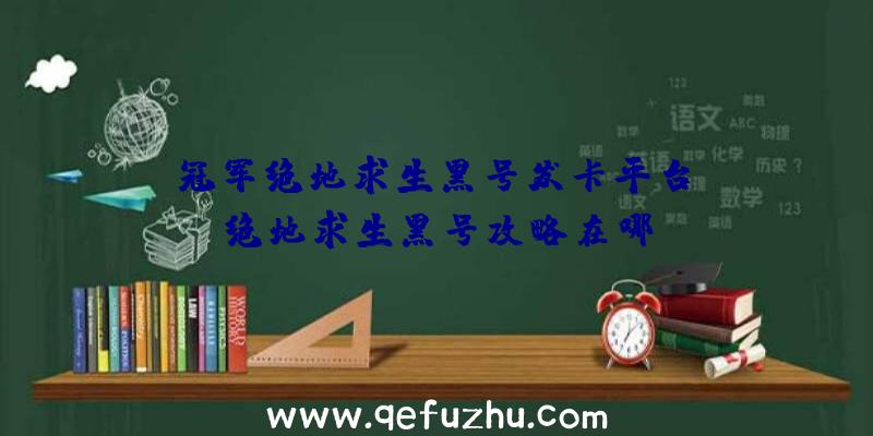 「冠军绝地求生黑号发卡平台」|绝地求生黑号攻略在哪